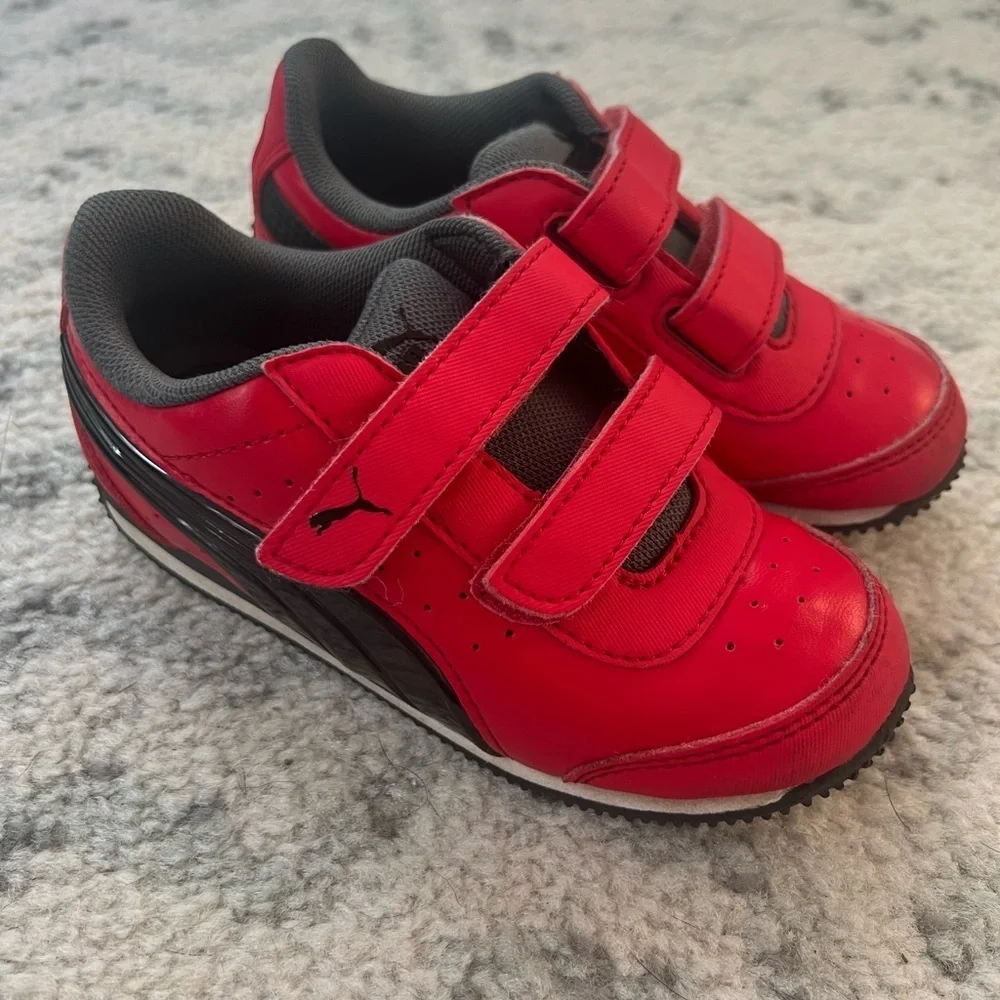 Boys Puma Velcro Shoes Red/Black - Picture 8 of 9